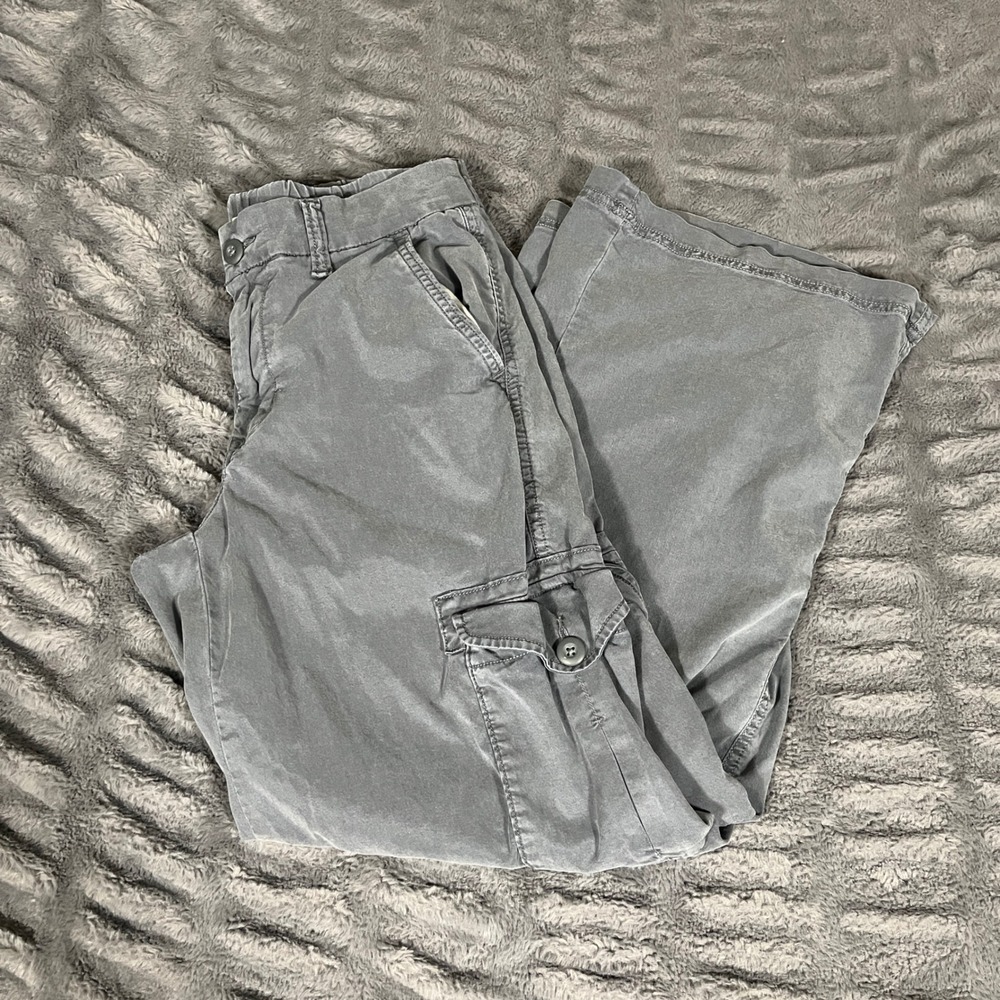 American Eagle Outfitters Washed Gray Wide-Leg Cargo Pants